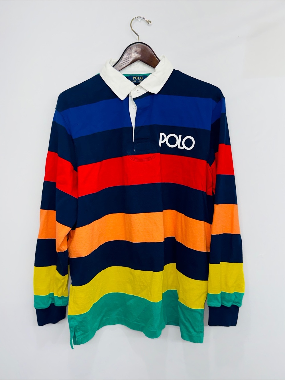 Polo Ralph Lauren Rudgy Spectre Rainbow Striped Long Sleeve Polo Size XL